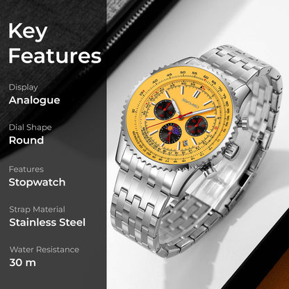 Skmei Quartz Analog Dial Stainless Steel Strap Watch for Men - 9348