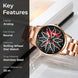 Rolling Watch for Women with Rose Gold Metal Strap and Round Dial for Casual & Formal Wear