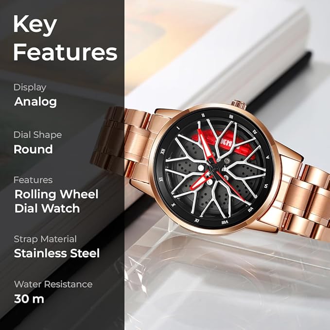Rolling Watch for Women with Rose Gold Metal Strap and Round Dial for Casual & Formal Wear