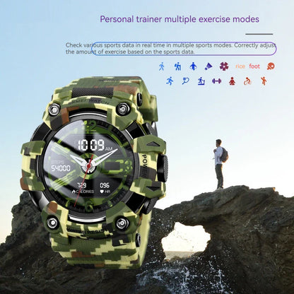 Military Smartwatch - Blue  Bluetooth Call & Health Tracker