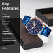 Analog Watch for Men with Blue Stainless Steel Strap and Round Dial for Casual & Formal Wear