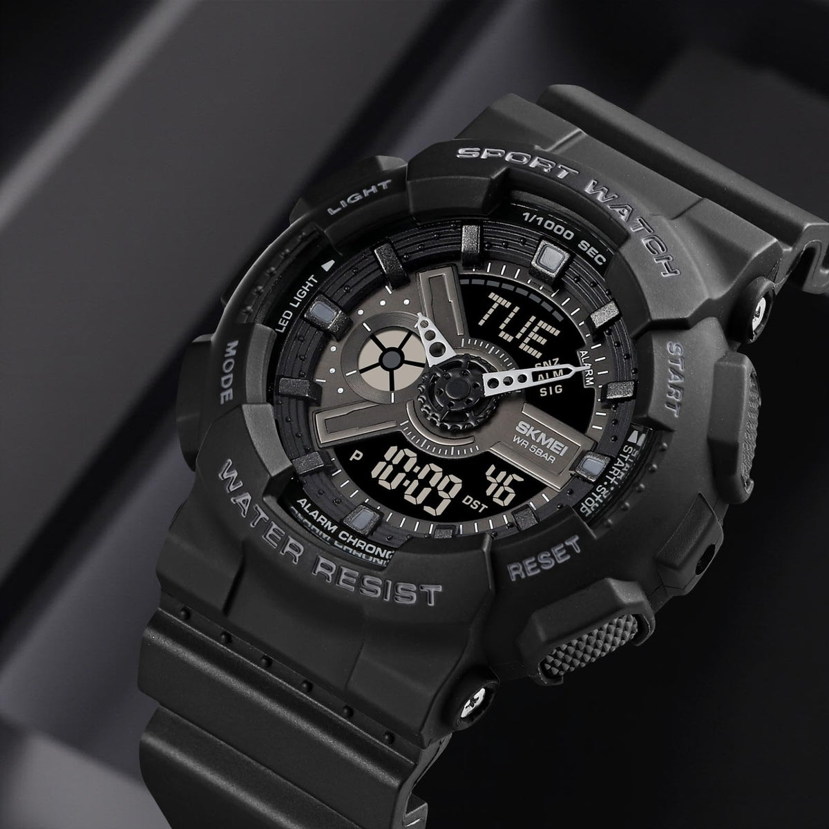 Analog-Digital Watch for Men with Black Polyurethane Strap and Round Dial for Casual & Formal Wear