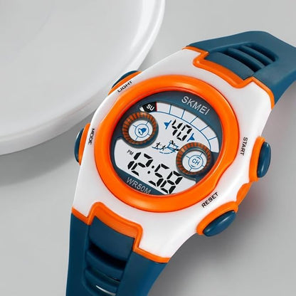 Digital Kids Watch LED Display, Round Dial, Waterproof Sports Watch with Alarm, Date & Comfortable Strap