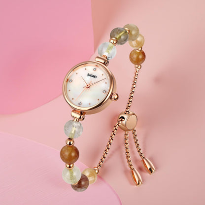 Elegant Pearl Chain Analog Watch for Women with Premium Rose Gold Finish and Adjustable Bracelet Design