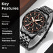 Analog Watch for Men with Black Stainless Steel Strap and Round Dial for Casual & Formal Wear