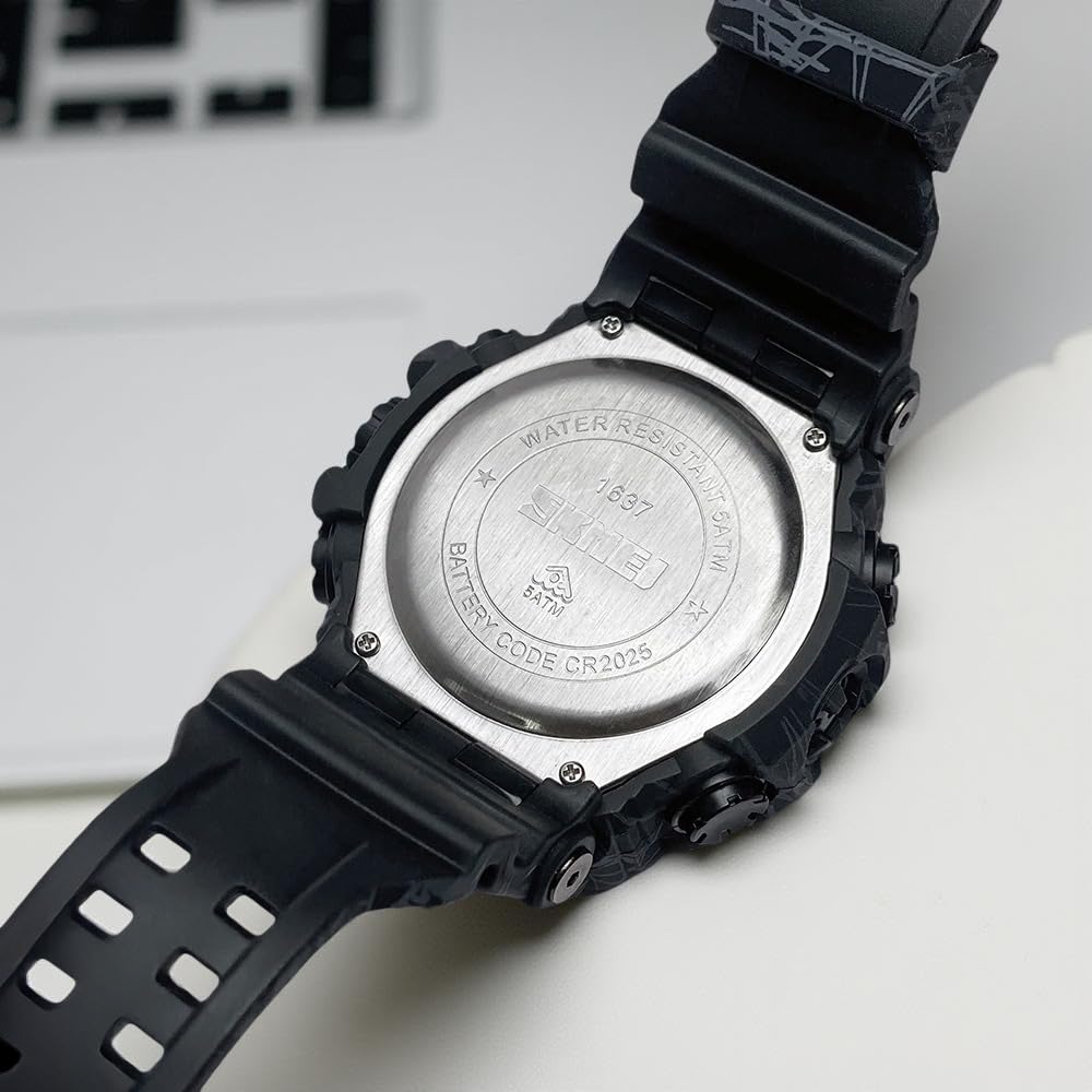 Premium Analog Digital Sports Watch for Men with Dual Time LED Display Alarm and Rugged Design
