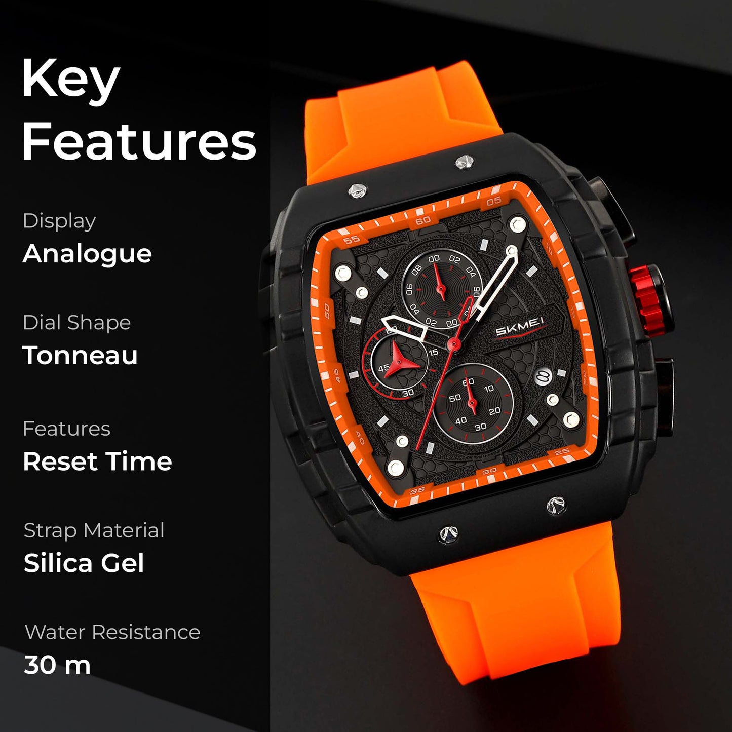 Skmei Quartz Analog Dial Silica Gel Strap Watch for Men - 9341