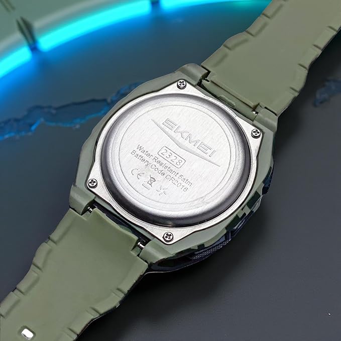 Rugged Analog Digital Sports Watch with Patterned Strap for men