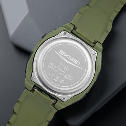 Rugged Analog Digital Sports Watch with Patterned Strap for men