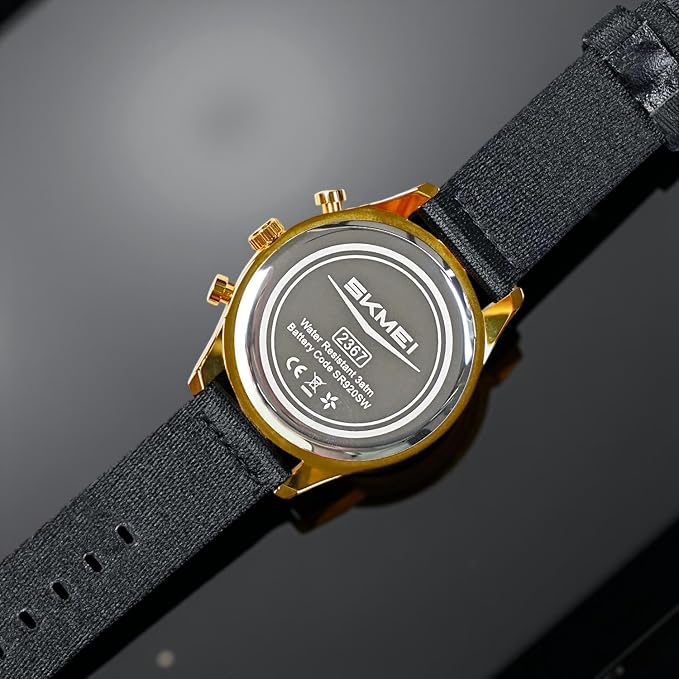 Classic Chronograph Style Analog Watch with Fabric Strap