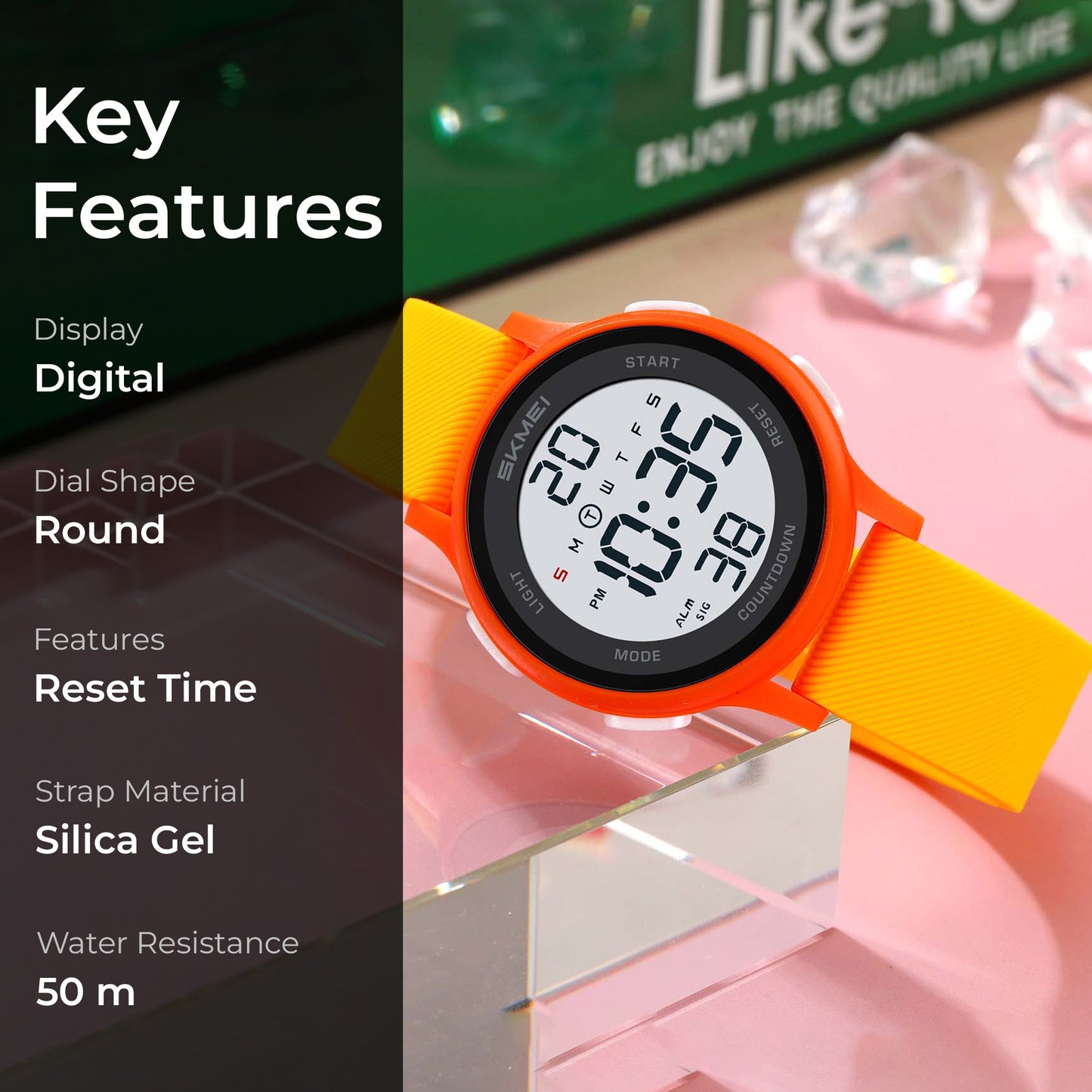 Skmei Digital Dial Silica Gel Strap Watch for Kids - 2427