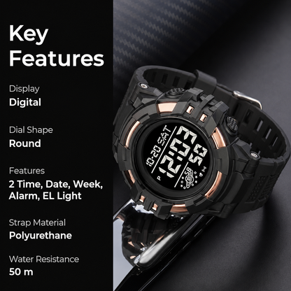 Rugged Digital Sports Watch for Men with Outdoor Style and Multi Function Display