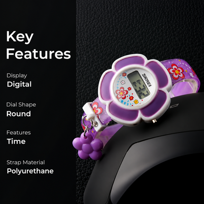 Floral Design Digital Wrist Watch for Kids