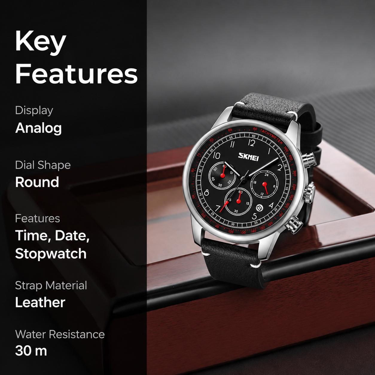 Classic Analog Leather Strap Watch for men