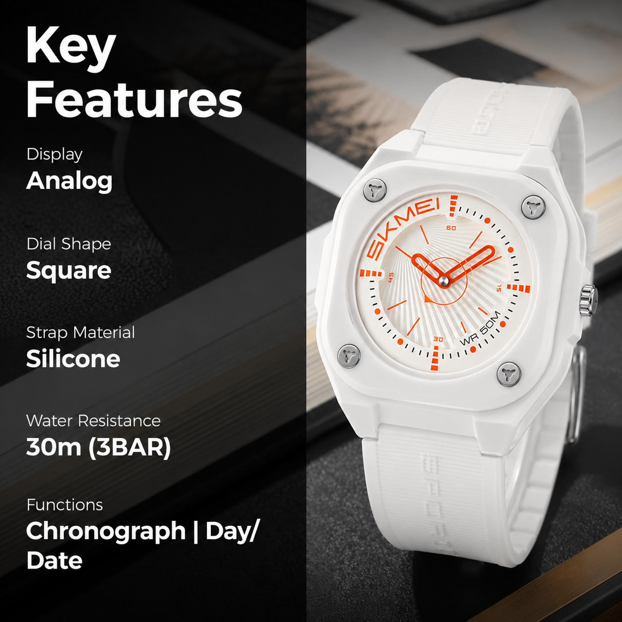 Minimalist Analog Wrist Watch with Textured Strap for men
