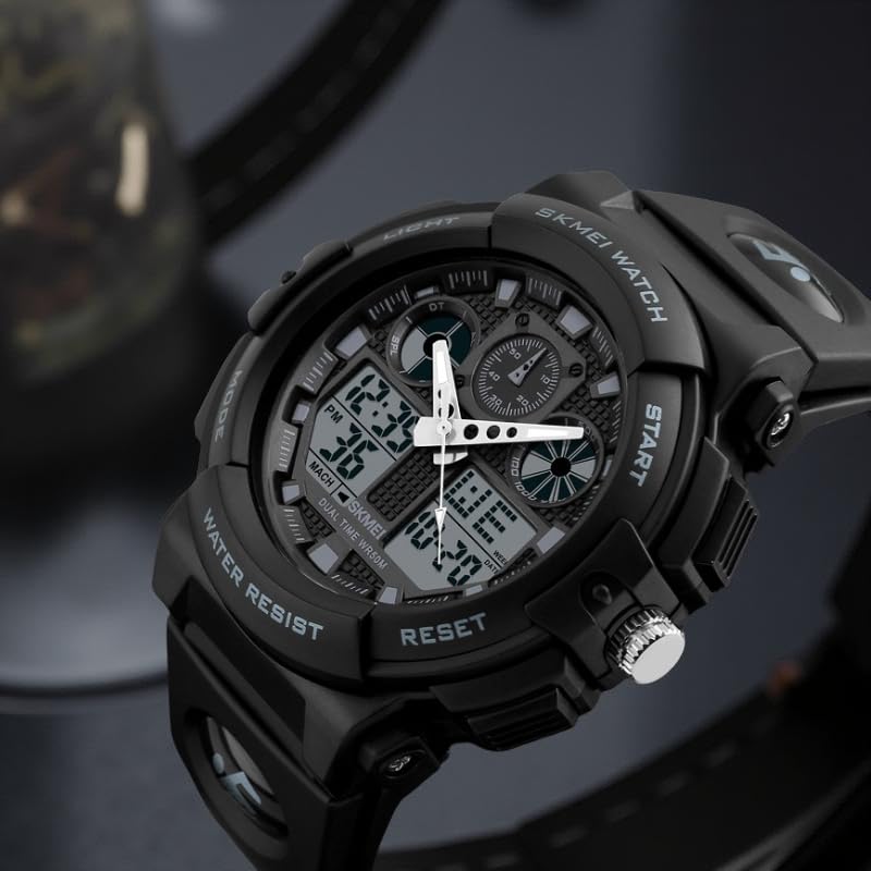 Premium Analog Digital Sports Watch for Men with Dual Display Alarm LED Light and Durable Strap
