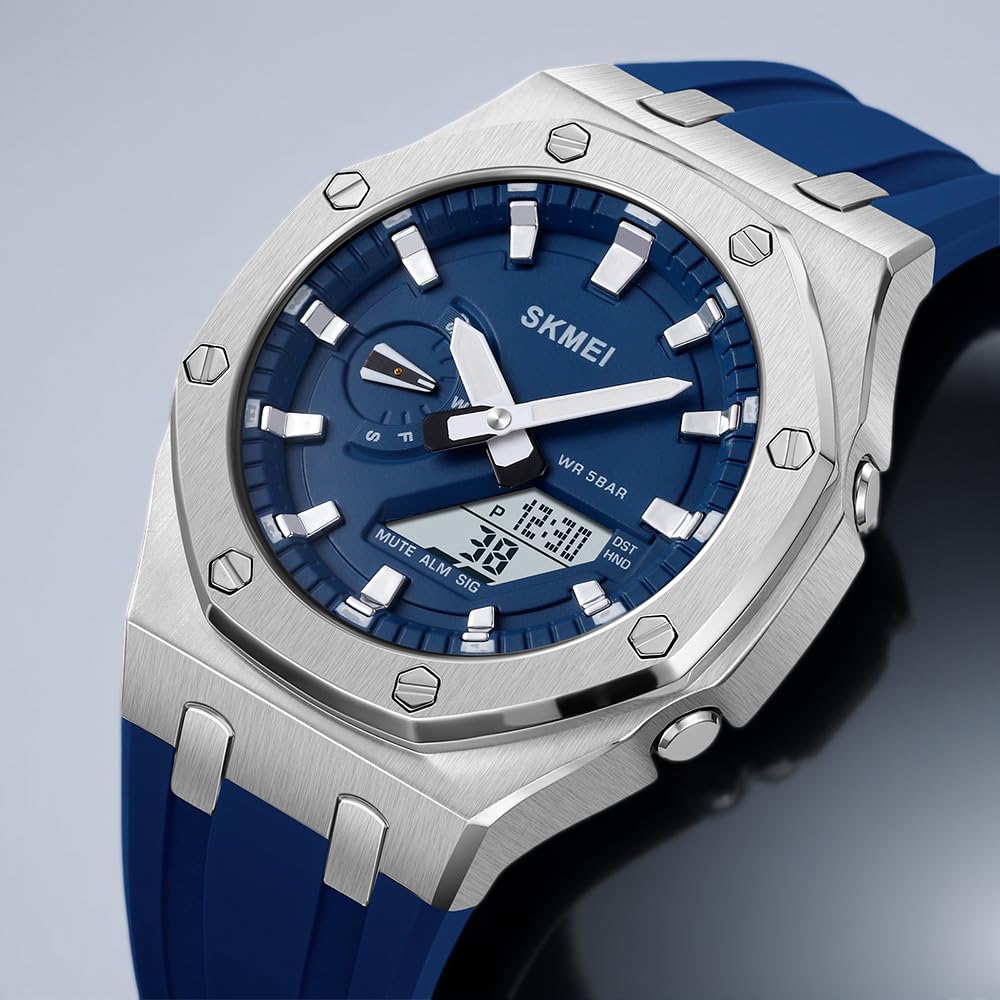 Premium Analog Digital Wrist Watch with Silicone Strap