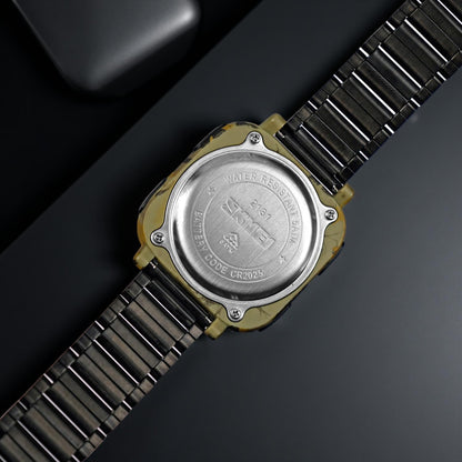 Square Digital Wrist Watch with Metal Strap