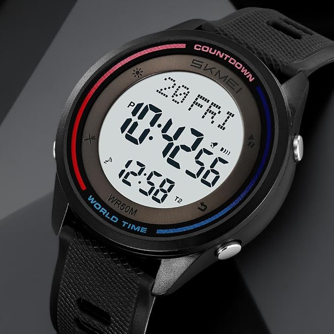 Digital Sports Wrist Watch with Silicone Strap for men