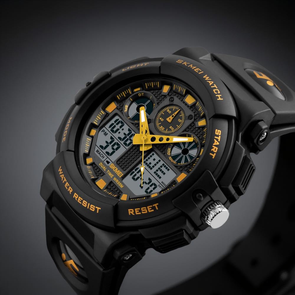 Premium Analog Digital Sports Watch for Men with Dual Display Alarm LED Light and Durable Strap
