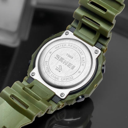 Stylish Digital Sports Watch for Men with Square Dial Dual Time Alarm Stopwatch Luminous Display and Durable Strap
