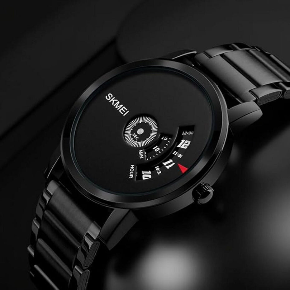 Digital Watch for Men with Black Metal Strap and Round Dial for Casual & Formal Wear