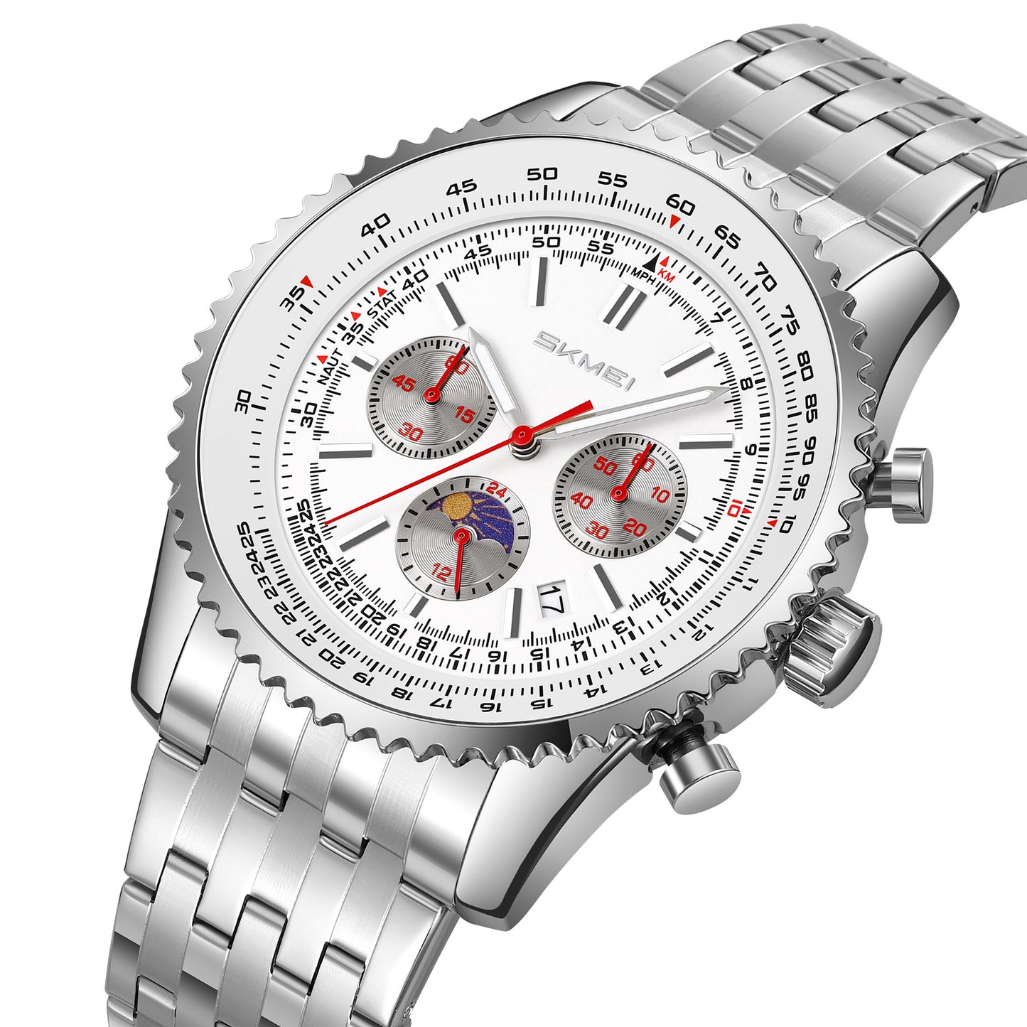 Skmei Quartz Analog Dial Stainless Steel Strap Watch for Men - 9348