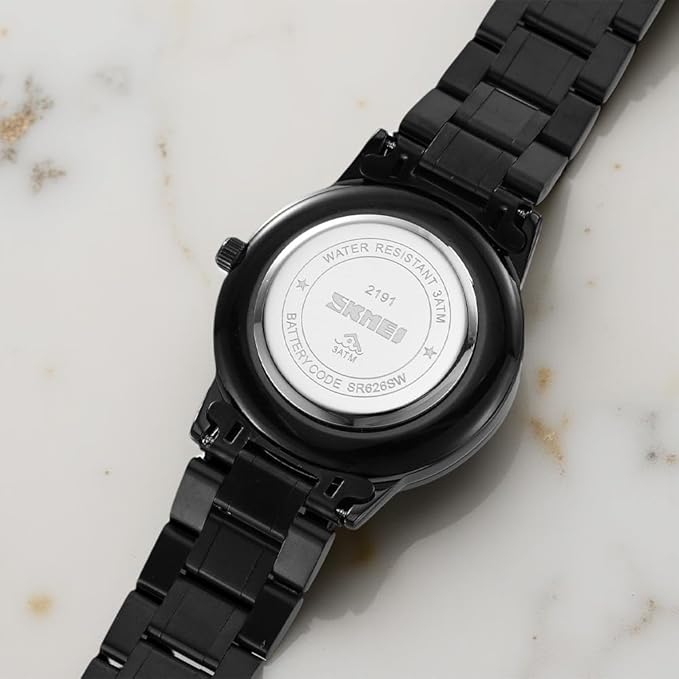 Analog-Digital Watch for Women with Black Stainless Steel Strap and Round Dial for Casual & Formal Wear