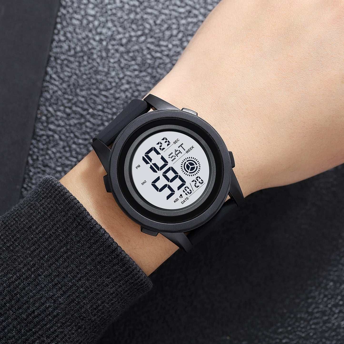 Rugged Digital Sports Wristwatch with Flexible Strap for men