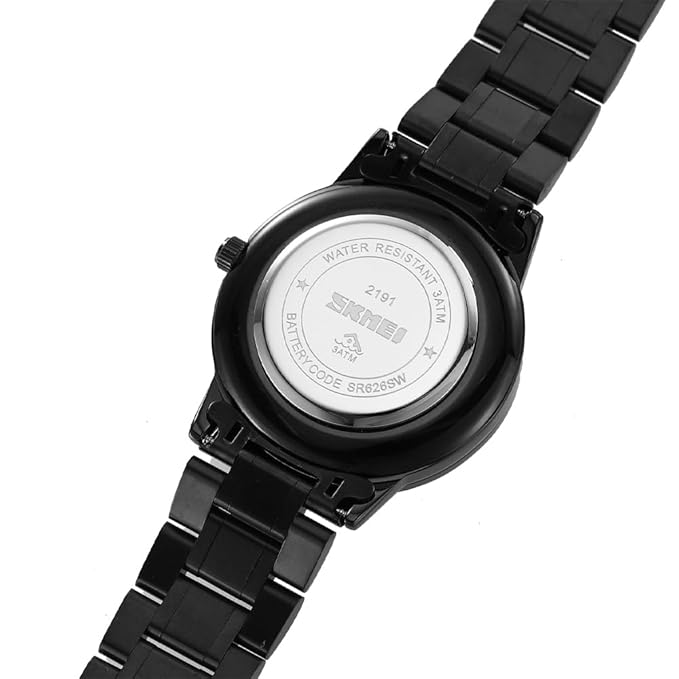 Rolling Watch for Women with Black Metal Strap and Round Dial for Casual & Formal Wear