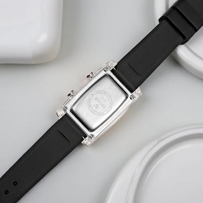Digital Watch for Men LED Display, Rectangle Dial, Waterproof Sports Watch with Silicone Strap