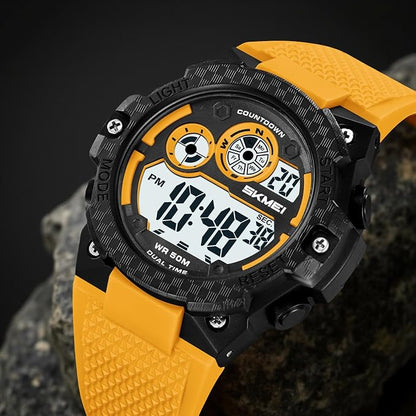 Rugged Digital Sports Watch with Textured Strap for men
