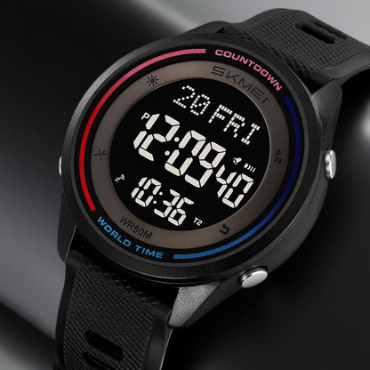 Digital Sports Wrist Watch with Silicone Strap for men