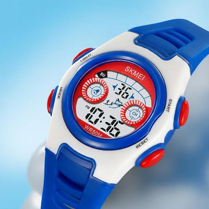 Digital Kids Watch LED Display, Round Dial, Waterproof Sports Watch with Alarm, Date & Comfortable Strap