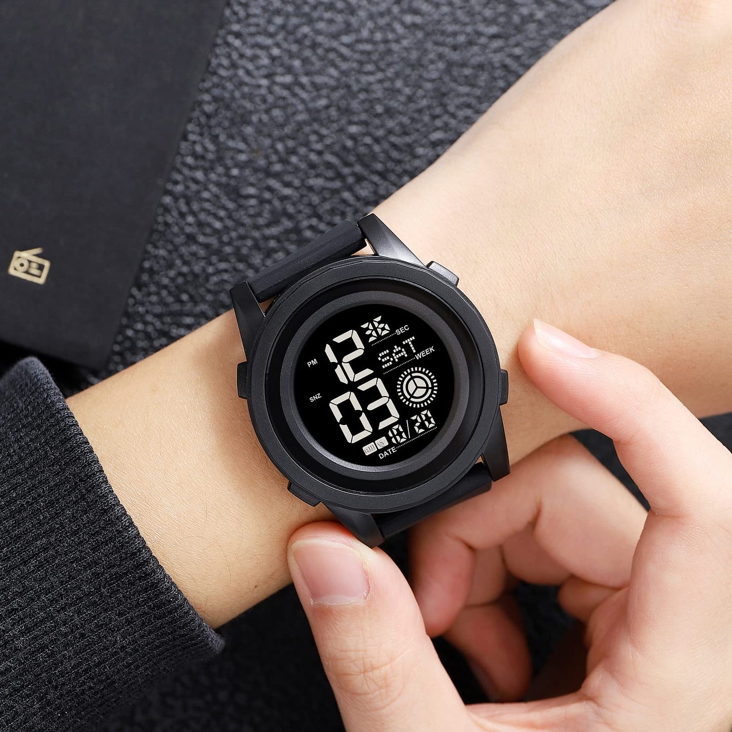 Rugged Digital Sports Wristwatch with Flexible Strap for men