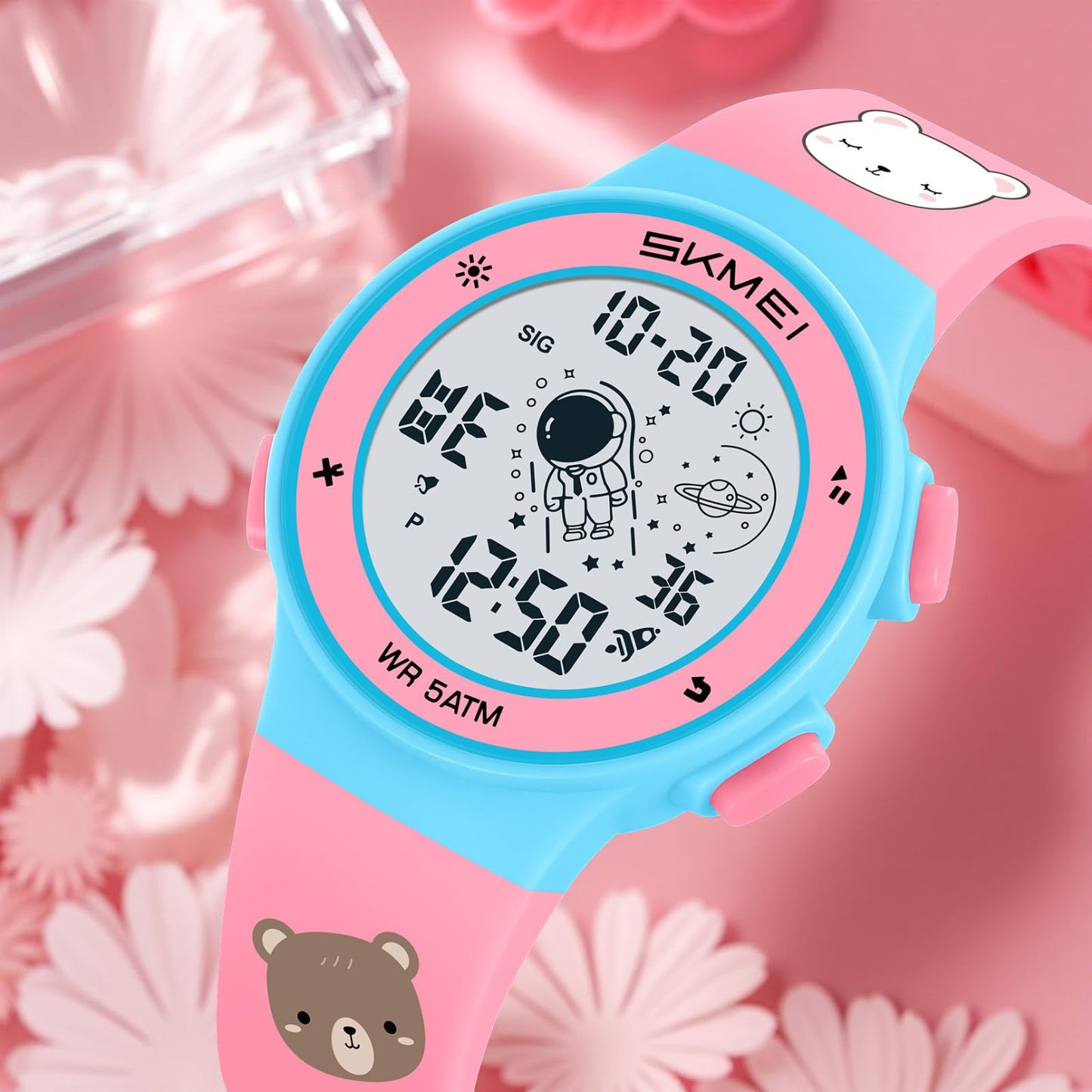 Kids Digital Watch with Cartoon Space Design and Soft Comfortable Strap for Daily Wear