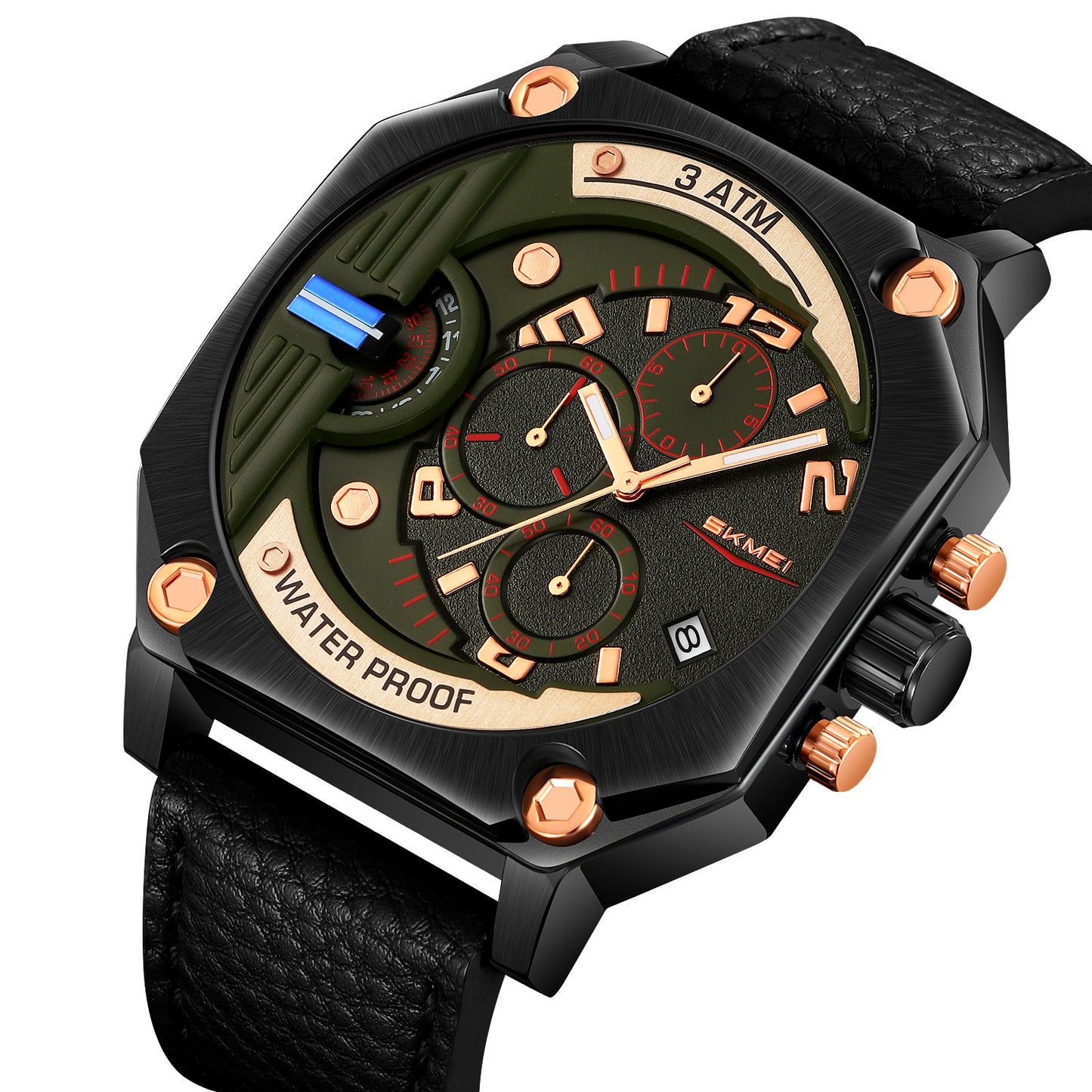 Skmei Quartz Analog Dial Leather Strap Watch for Men - 9343