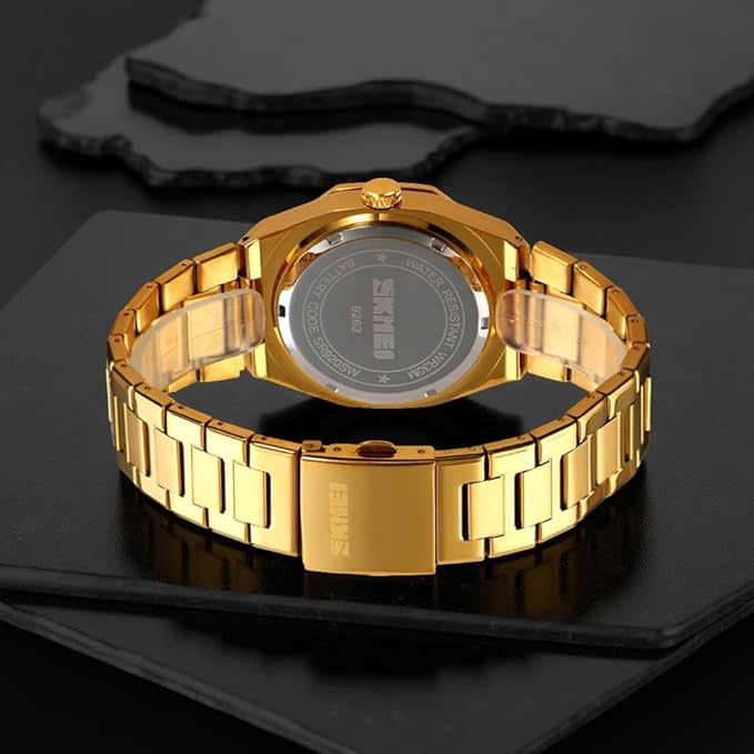 Premium Black Watch for Men – Stainless Steel Strap, Analog Dial with Date Function