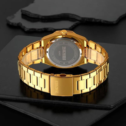 Premium Black Watch for Men – Stainless Steel Strap, Analog Dial with Date Function