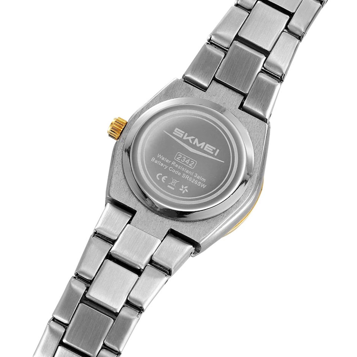 Skmei Analog Black Dial Zinc Alloy Case Stainless Steel Strap Watch for Women - 2342