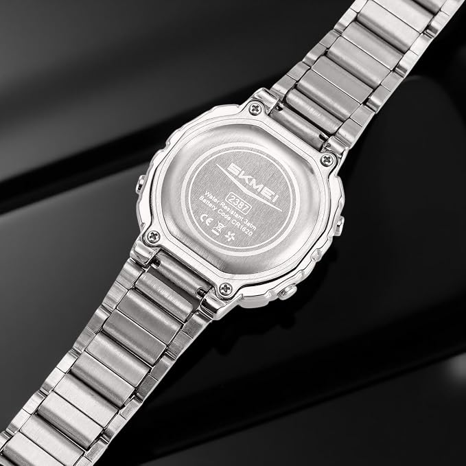 Digital Display Metal Strap Wrist Watch for women