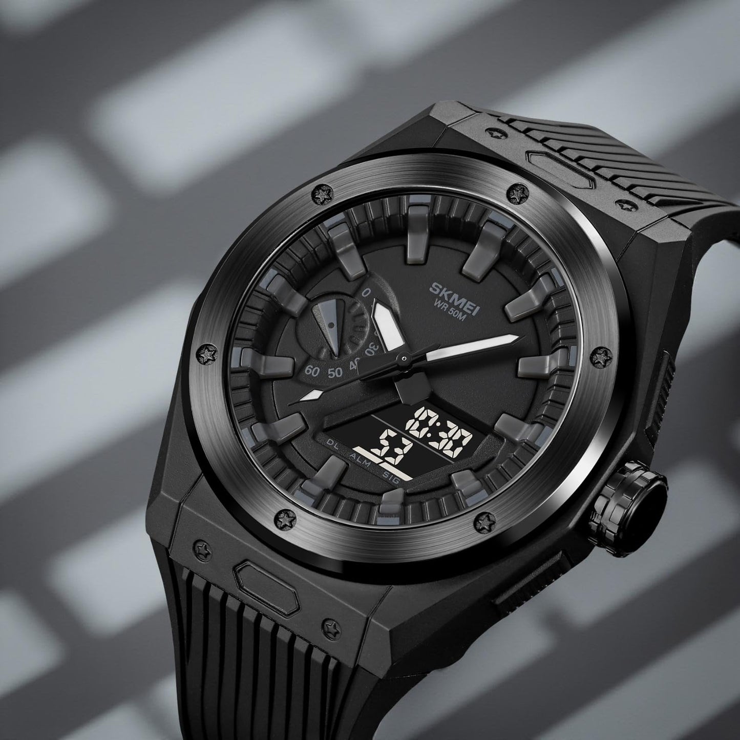 Men's Analog-Digital Sports Watch with Silicone Strap