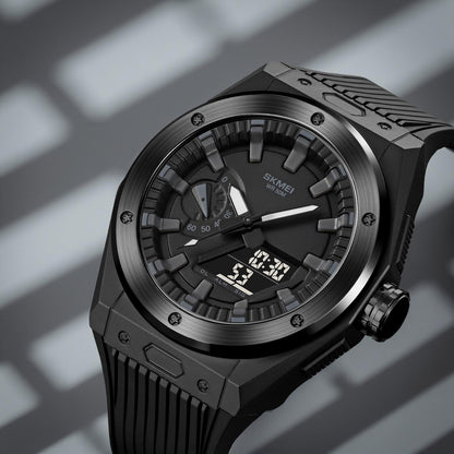 Men's Analog-Digital Sports Watch with Silicone Strap