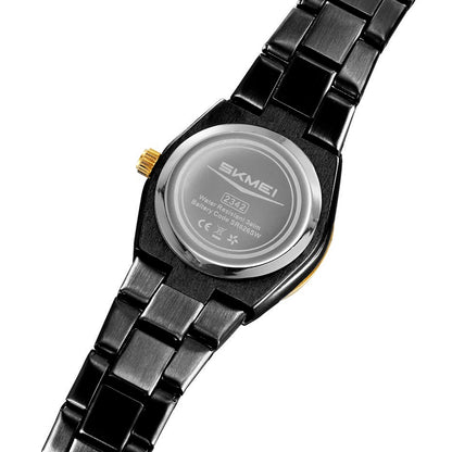 Skmei Analog Black Dial Zinc Alloy Case Stainless Steel Strap Watch for Women - 2342