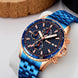 Analog Watch for Men with Blue Stainless Steel Strap and Round Dial for Casual & Formal Wear
