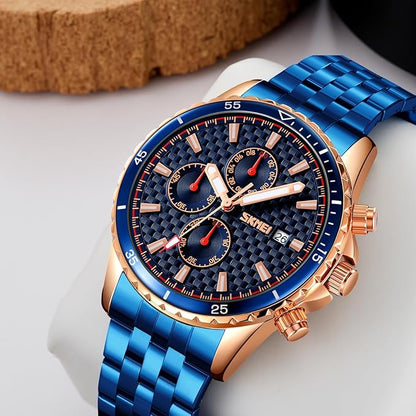 Men’s Analog Chronograph Watch with Date Display, Stainless Steel Strap, White Dial – Luxury Casual & Formal Wear