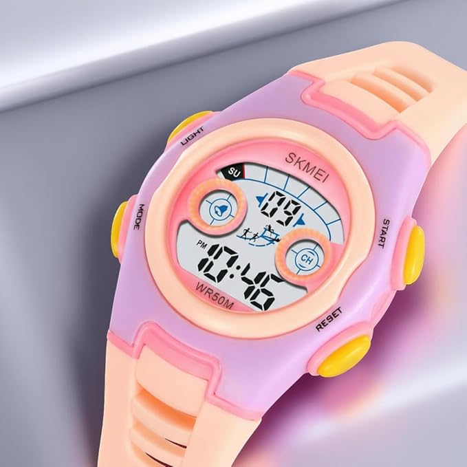 Digital Kids Watch LED Display, Round Dial, Waterproof Sports Watch with Alarm, Date & Comfortable Strap