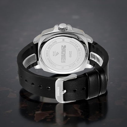 Premium Skeleton Dial Analog Wrist Watch with Leather Strap for men
