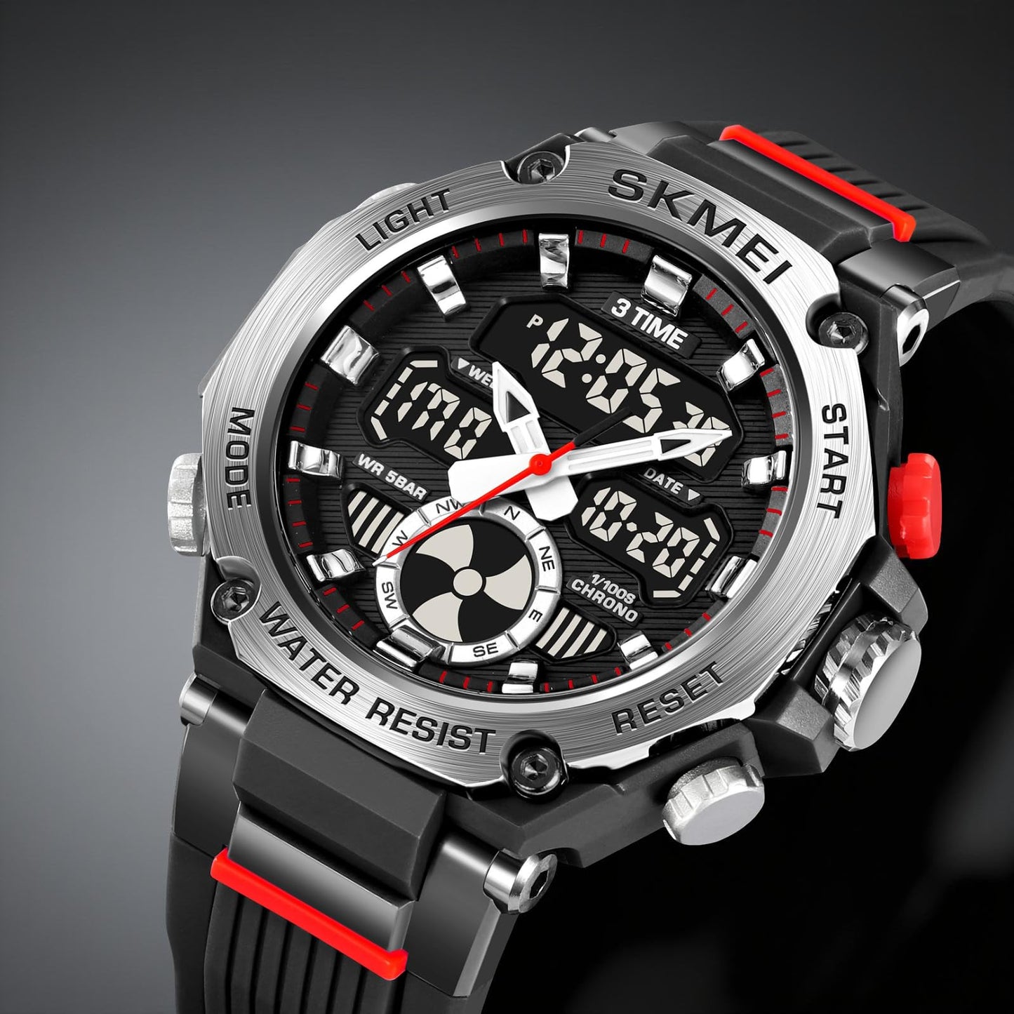 Sport Analog Digital Wrist Watch with Silicone Strap for men