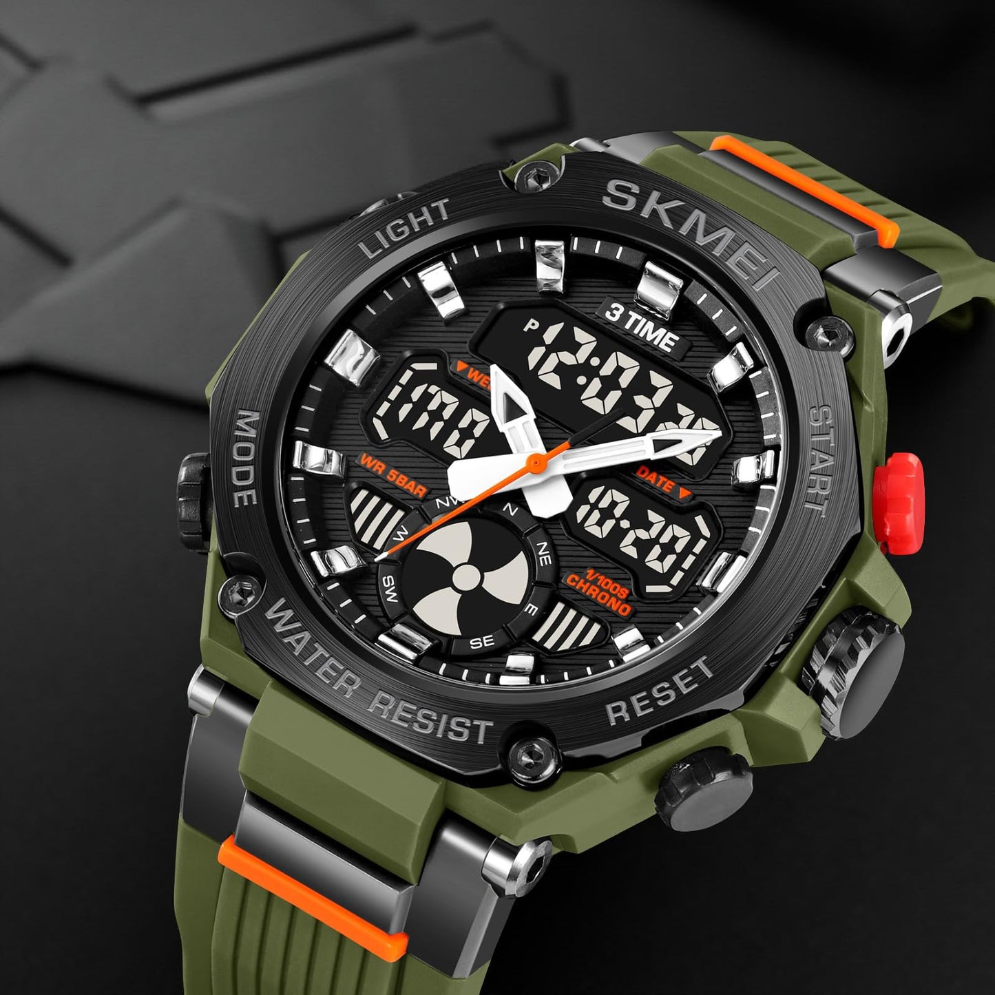 Sport Analog Digital Wrist Watch with Silicone Strap for men